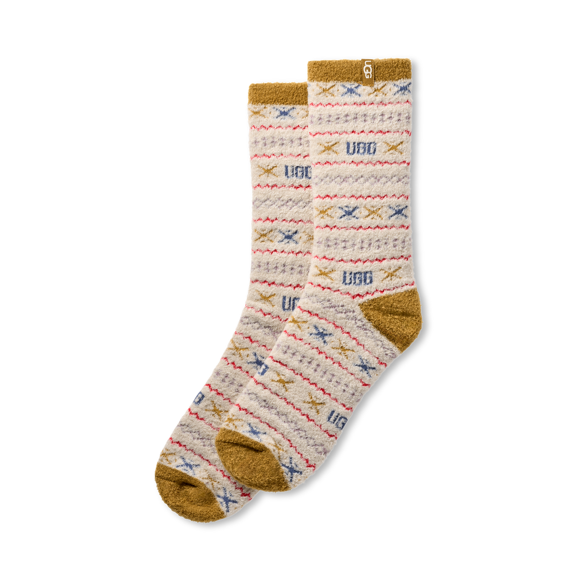 UGG Women's Leslie Graphic Crew Sock Ochre Green Multi UGGisle