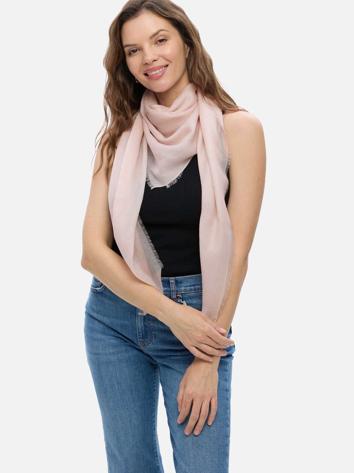 Square - Featherlight Solid Cashmere Scarf - Blush