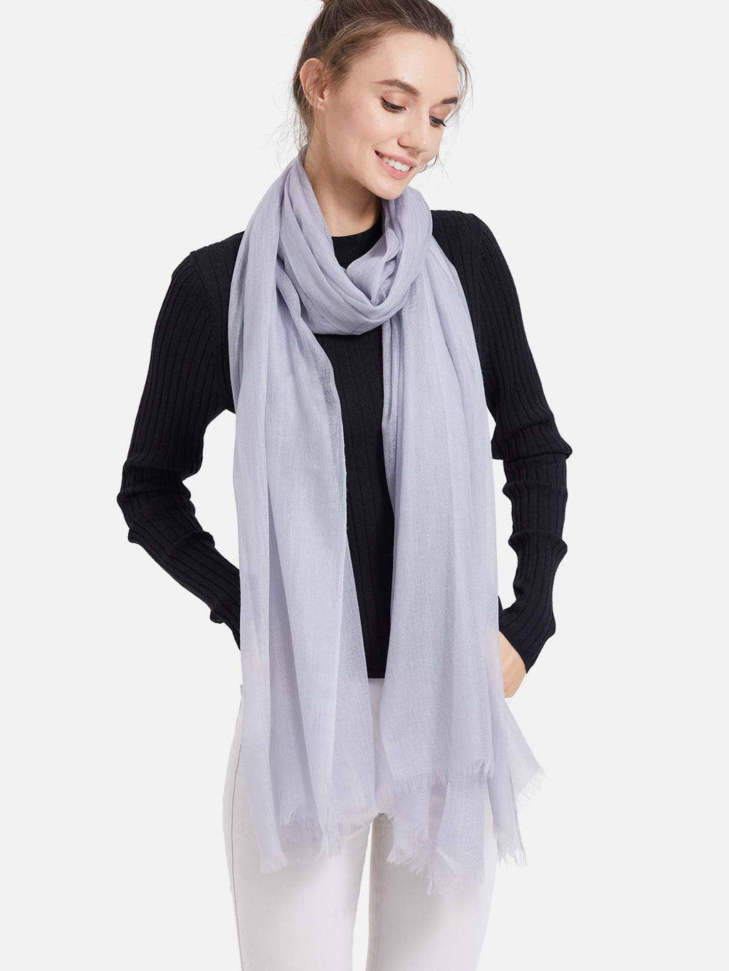 Featherlight Gray Cashmere Scarf