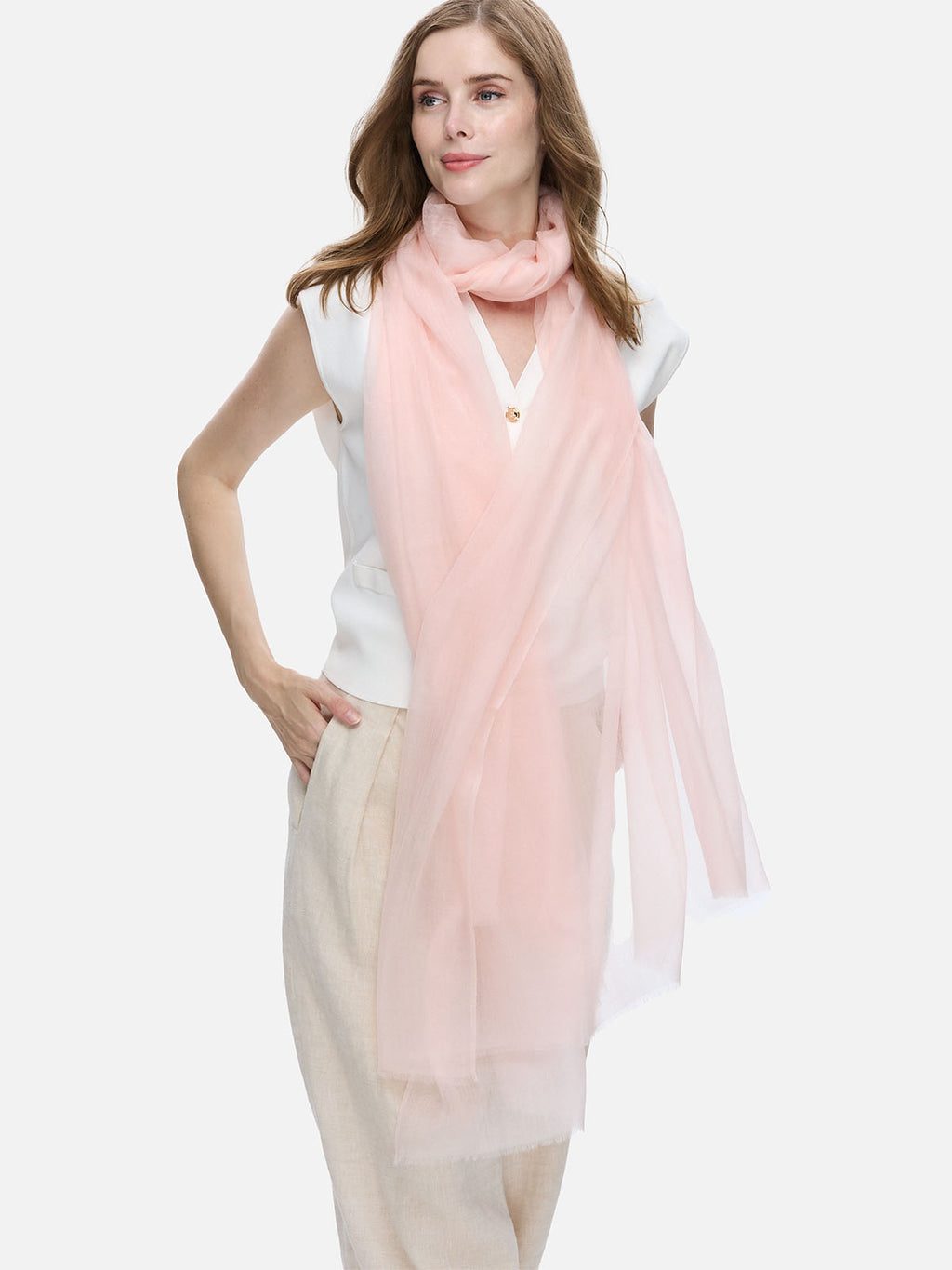 Featherlight Light Pink Cashmere Scarf