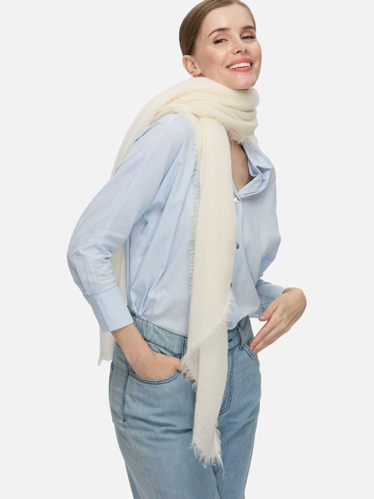 White CloudPuff Cashmere Scarf