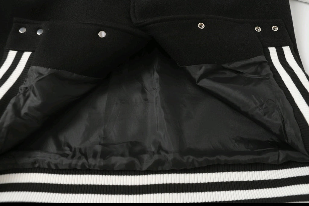 Chrome-Hearts Black White Street Style Baseball Coat 0002