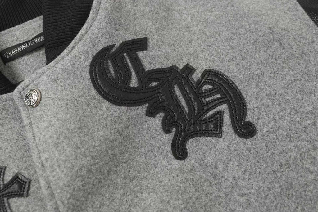 Chrome-Hearts Multi Cross Varsity Jacket - Grey Black Street Jacket 2215