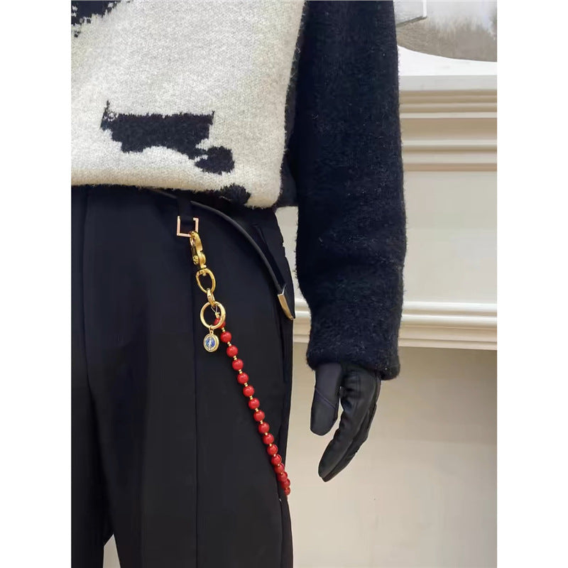 Chrome Hearts pure copper red agate trouser chain