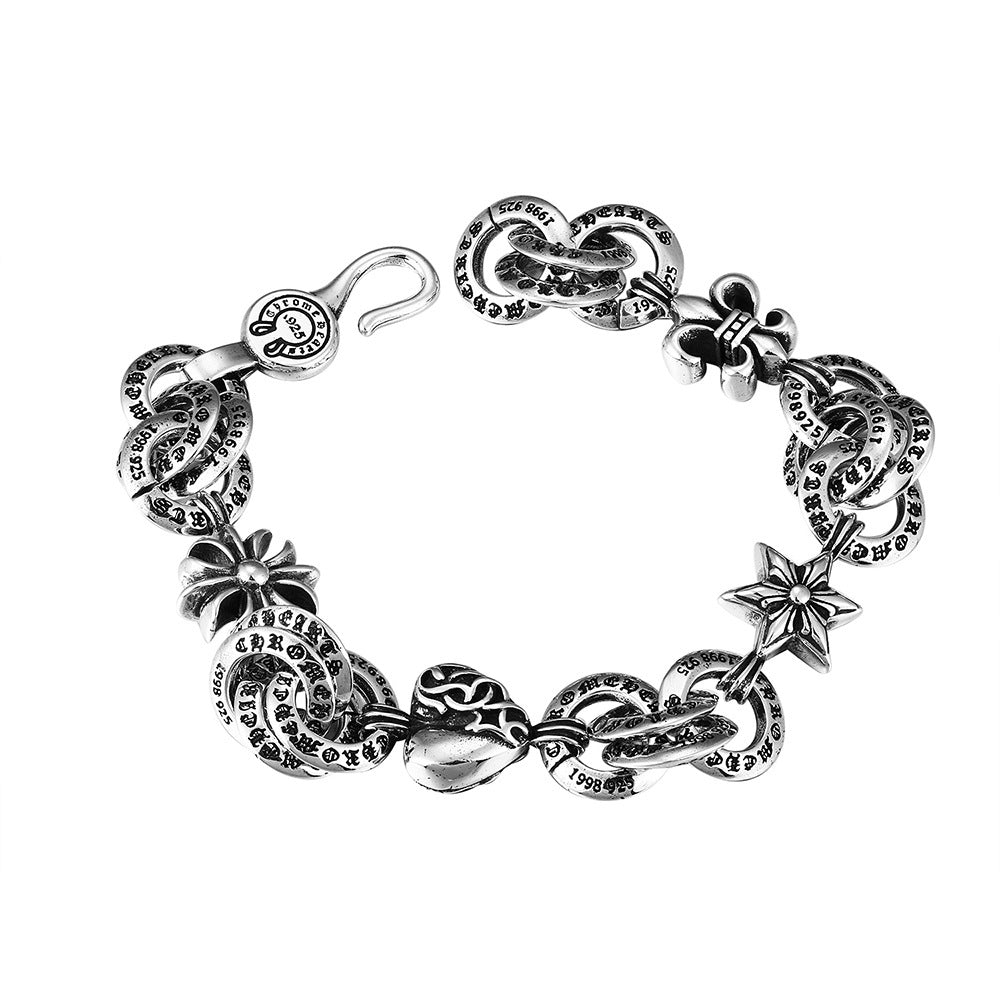 Chrome Hearts thick heart star cross letter bracelet