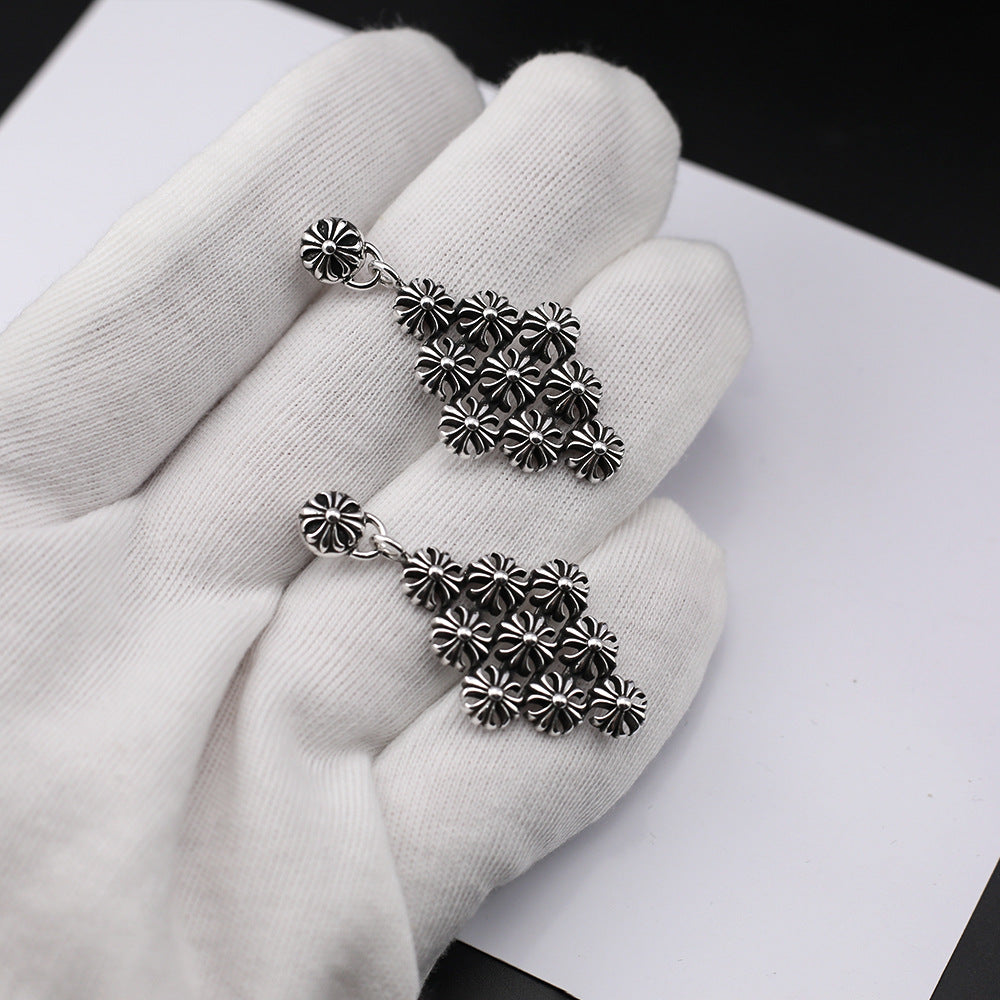 Chrome Hearts retro cross rivet earrings