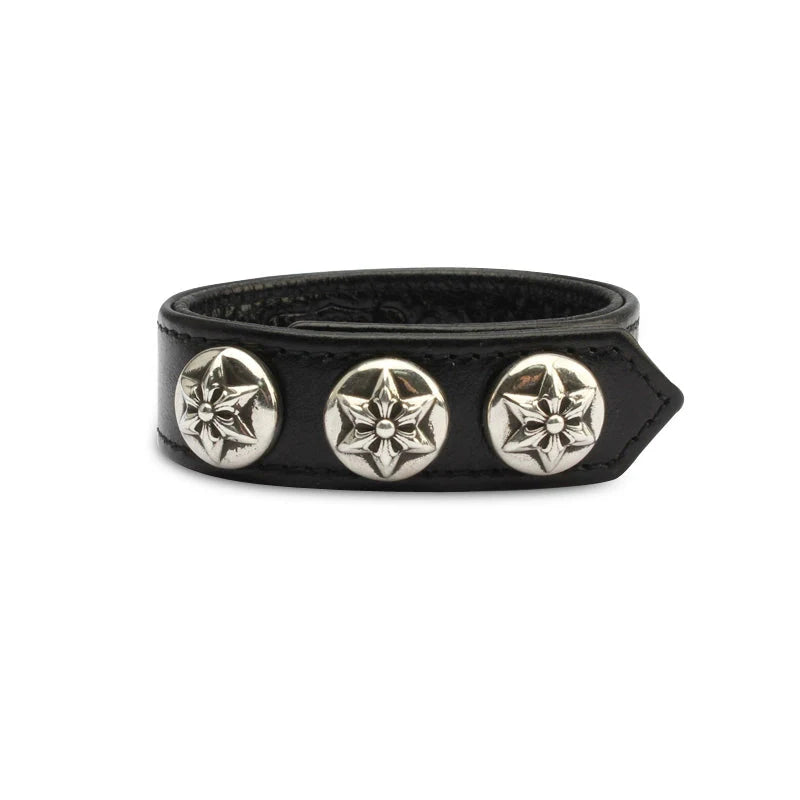 Chrome Hearts Cross Snap Leather Bracelet