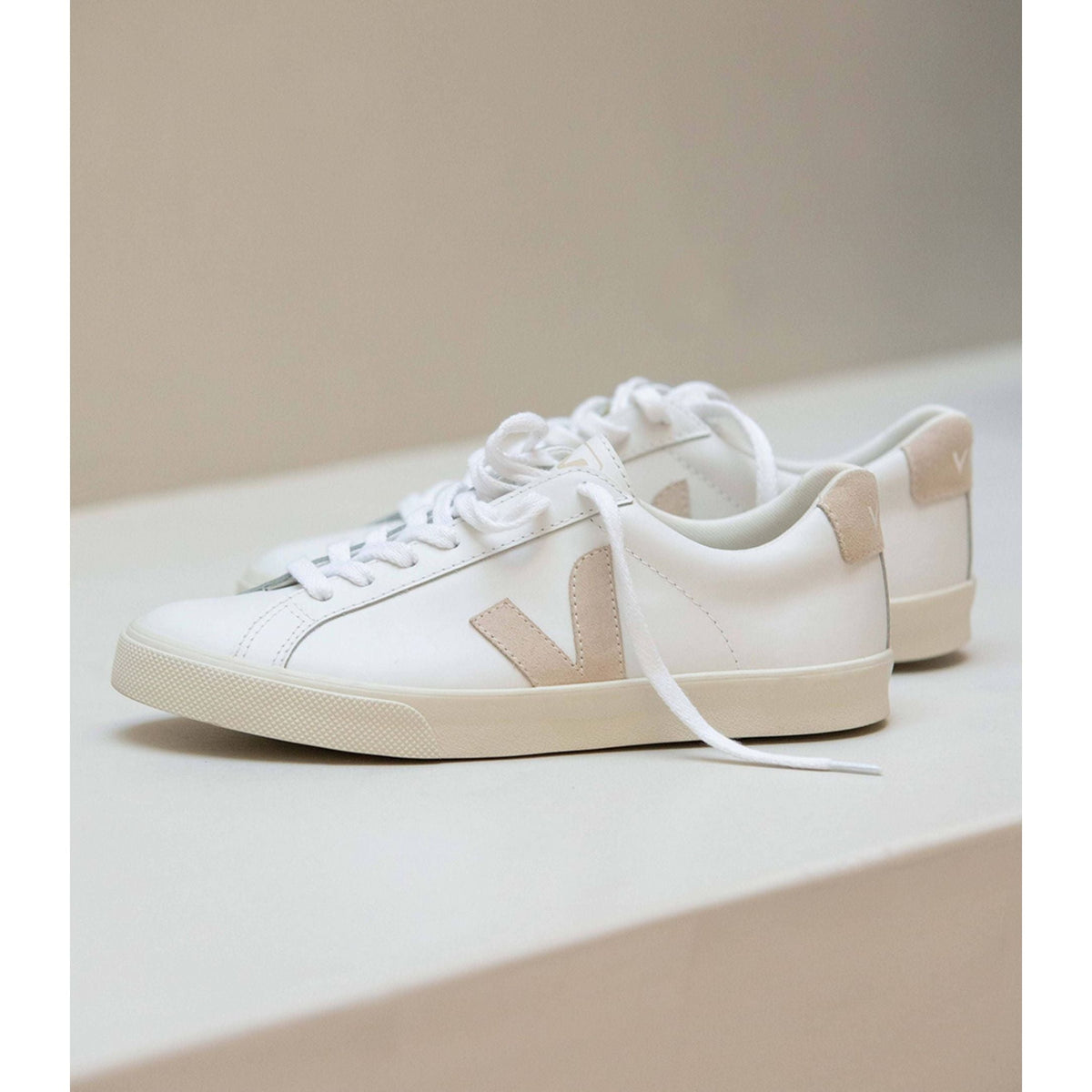 Veja Women's Esplar Leather Sneaker in White Sable
